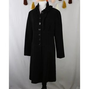 Spiegel Black Wool Ruffle Coat 8